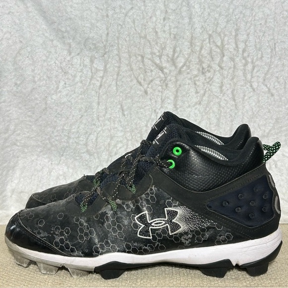 Under Armour Mens Black Harper Mid RM Baseball Softball Cleats Shoes SZ US 10.5 - Picture 2 of 11